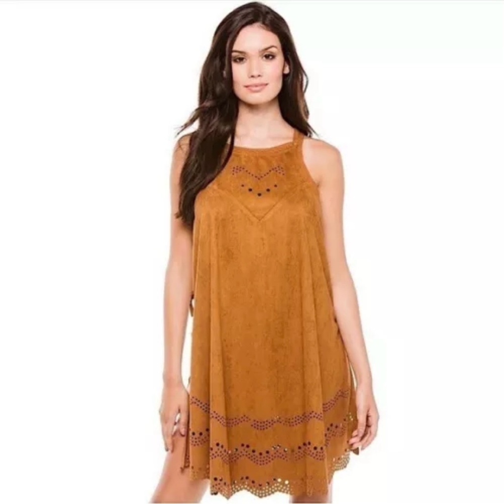 Muche & Muchette Jagger Faux Suede Tank Dress One Size Brown Side Tie Closure
